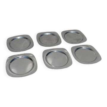 6 flat stainless steel cups