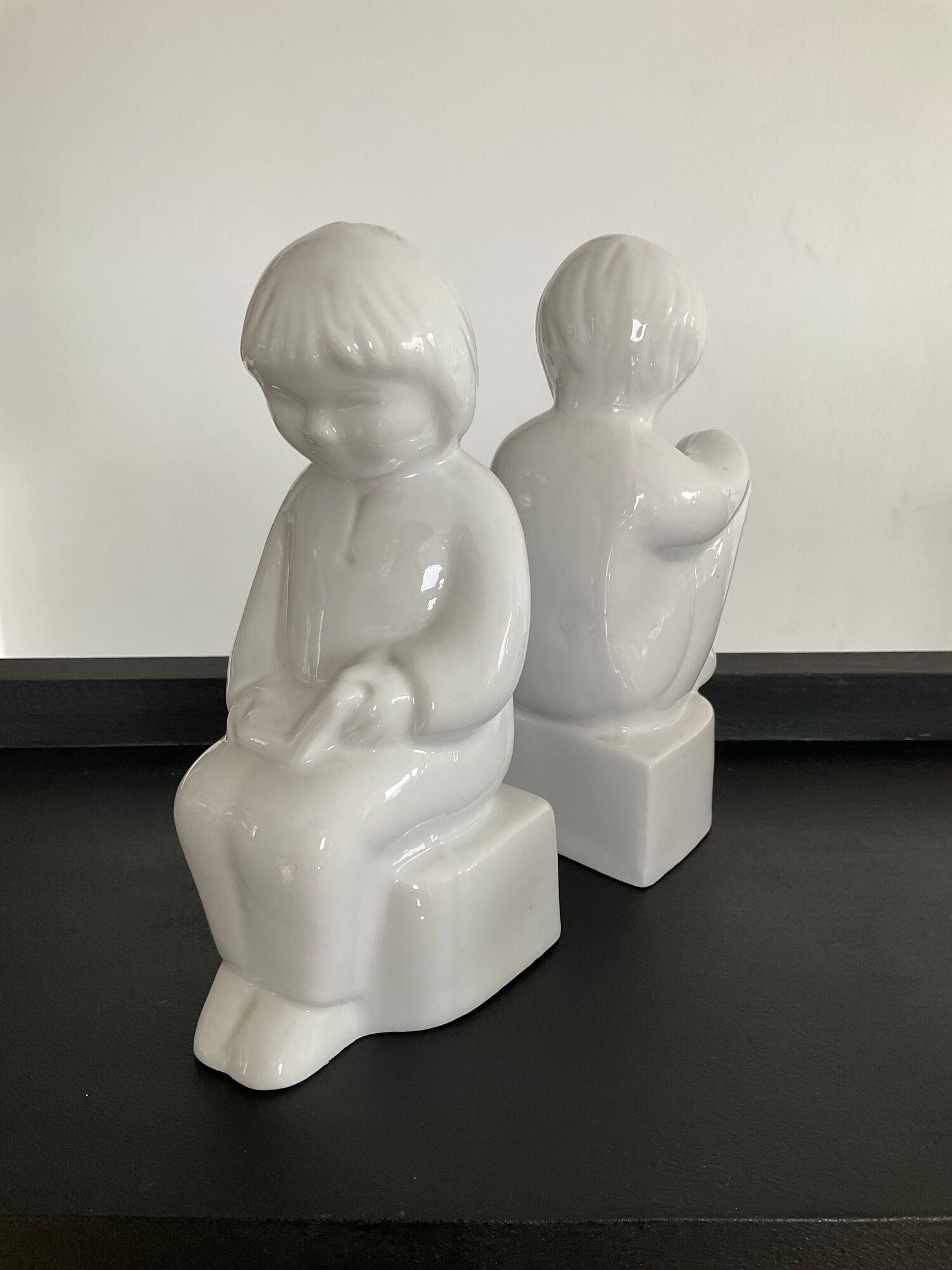 Pair of vintage porcelain bookends