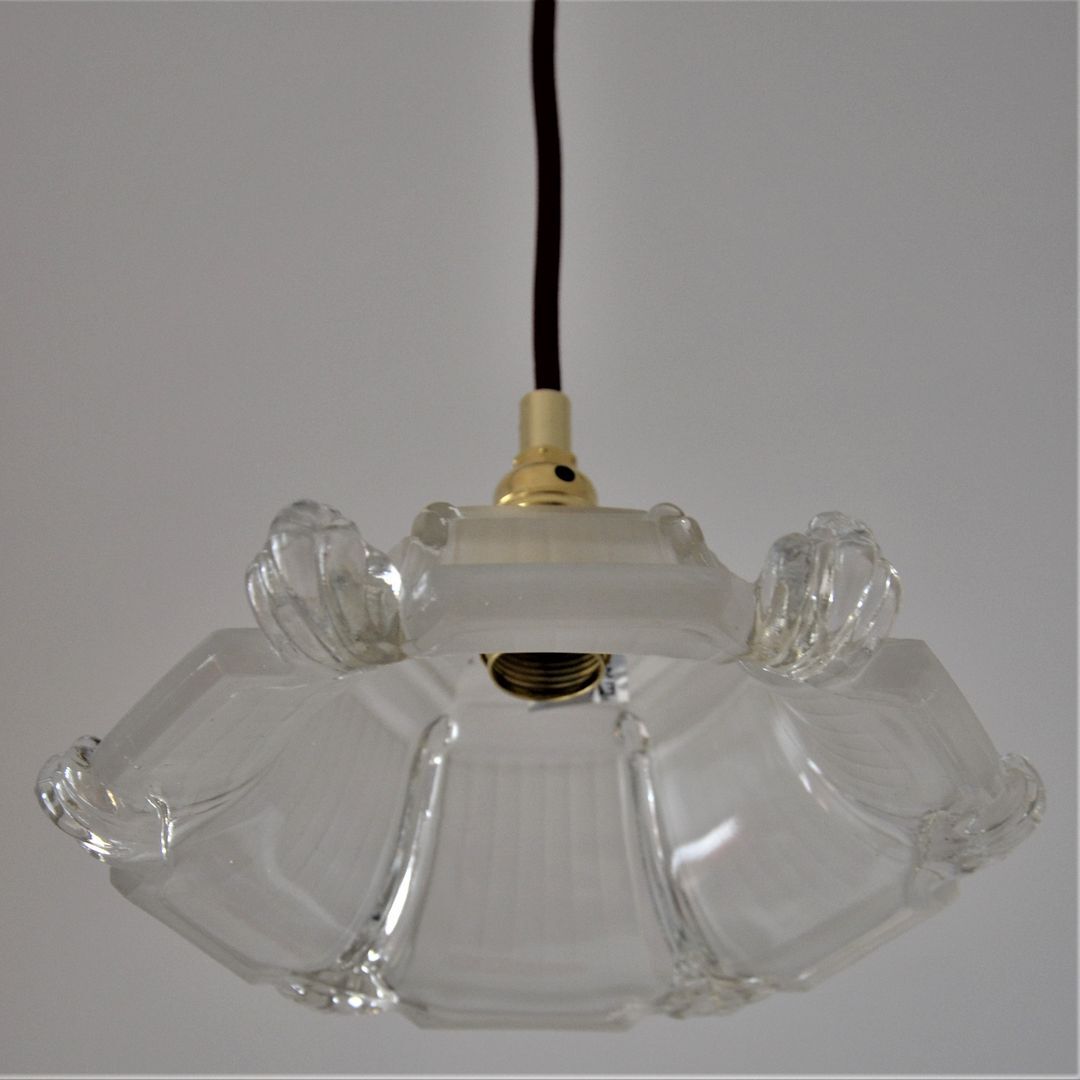 Two art deco glass hanging shape pagoda