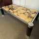 Vintage coffee table in yellow marble & metal – 1970s design – 120 ×
