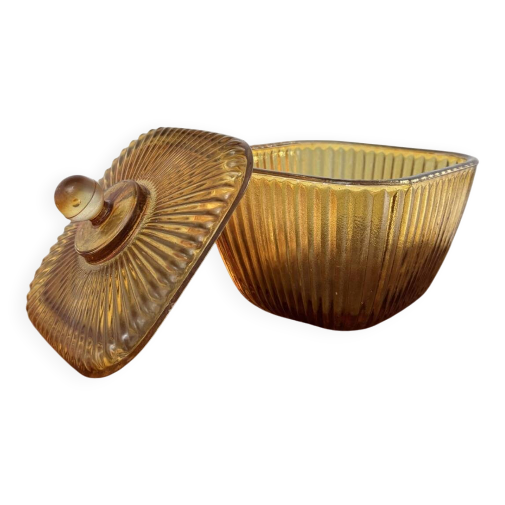 Amber glass bonbonnière