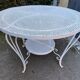 White lacquered perforated metal garden table circa 1950