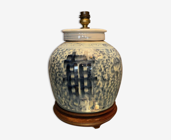 Potiche ginger pot in porcelain of China nineteenth mounted in lamp
