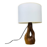 Brutalist gouged wood lamp