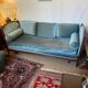 Vintage Louis XVI style blue velvet sofa
