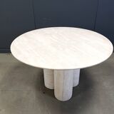 Round italian travertine dining table 1970s