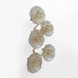 Pair of Modern Italian Murano Glass and Brass Flowers Wall Lamps