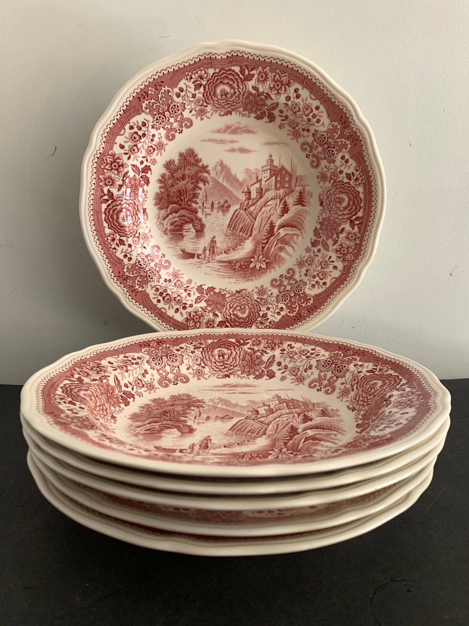 6 hollow plates Villeroy and Boch, red Burgenland model