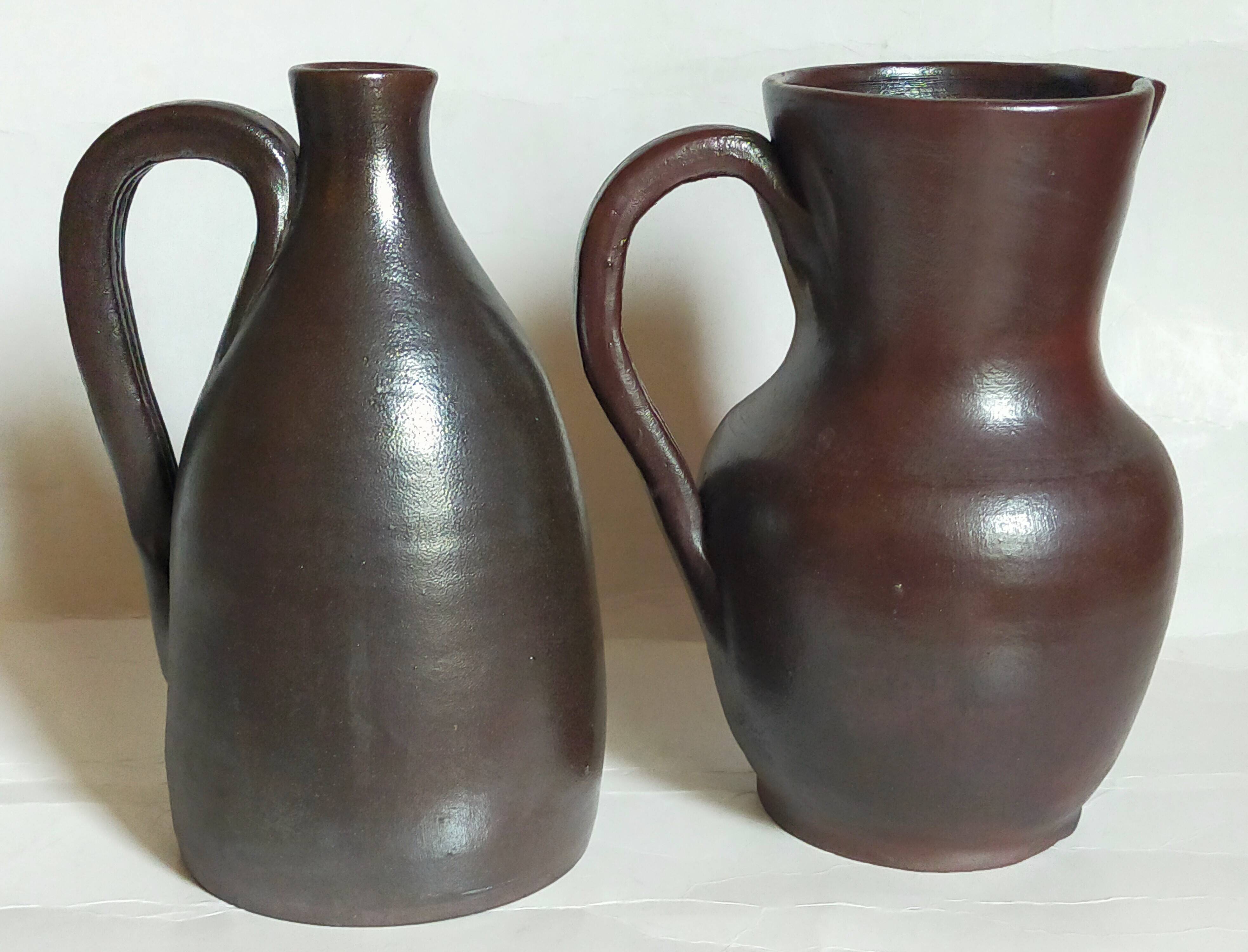Duo of pottery by Jean Dubost in vintage Noron stoneware