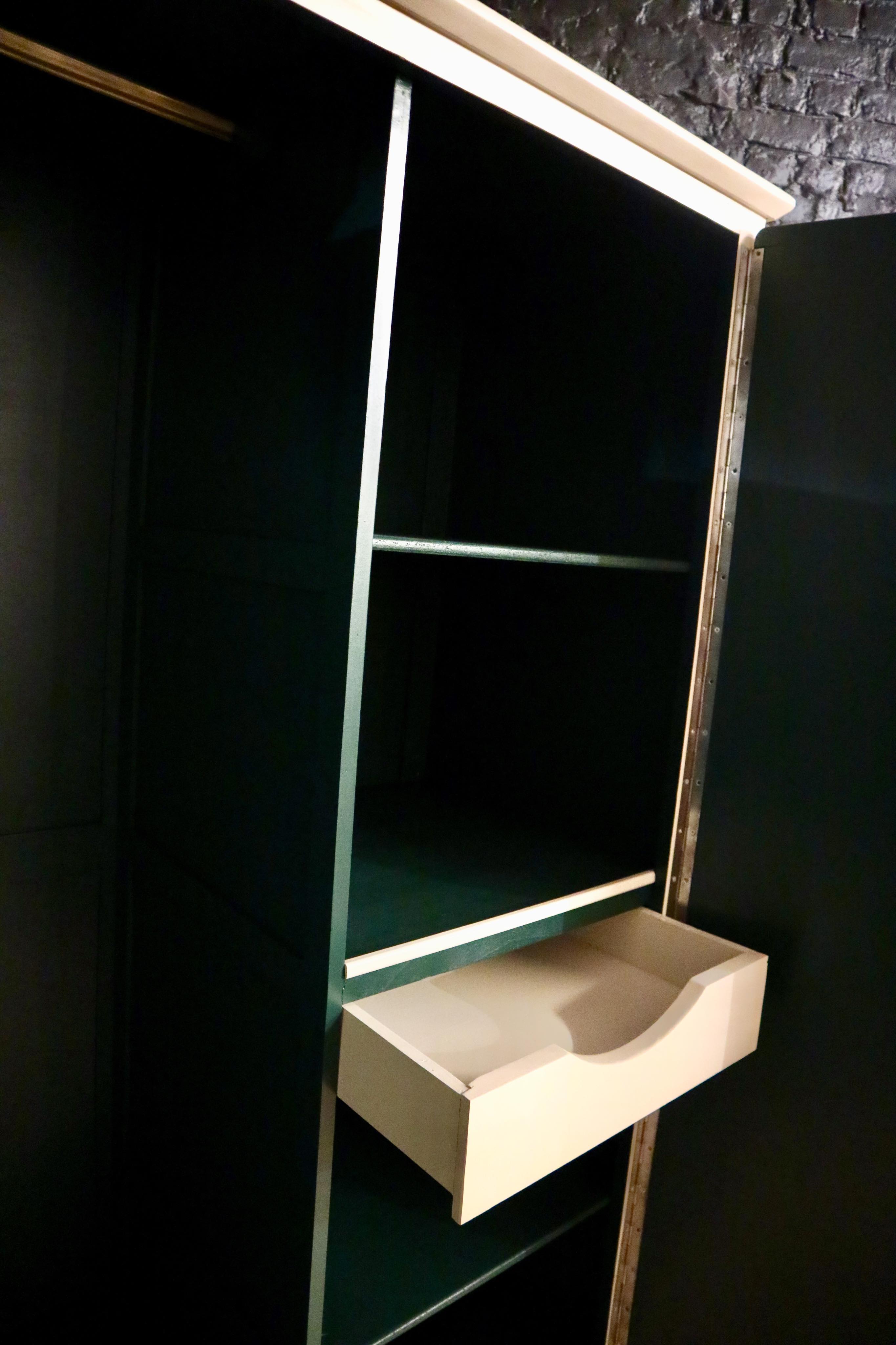 Restored parisian ivory, emerald green cabinet