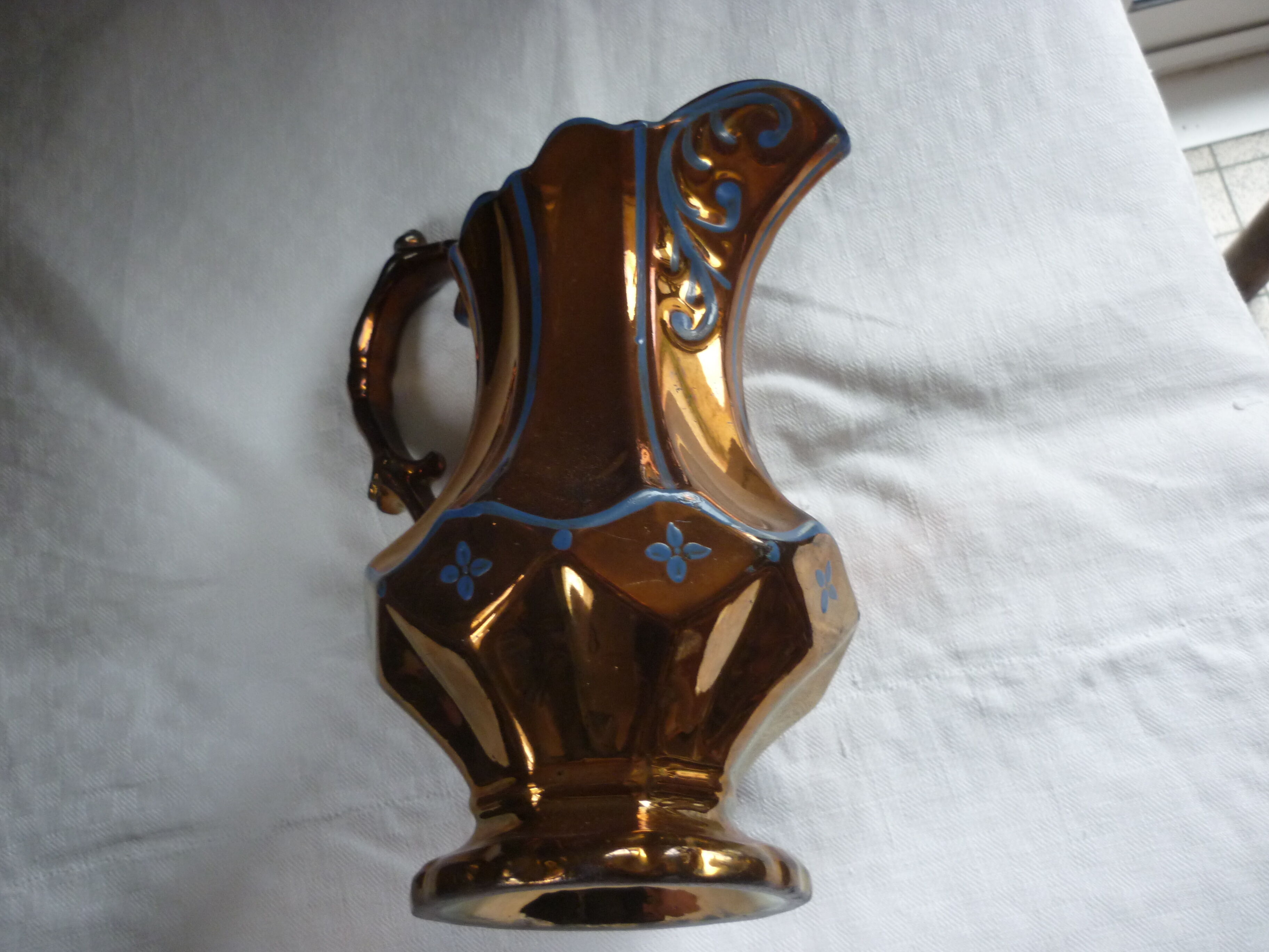 English pitcher in Jersey faience