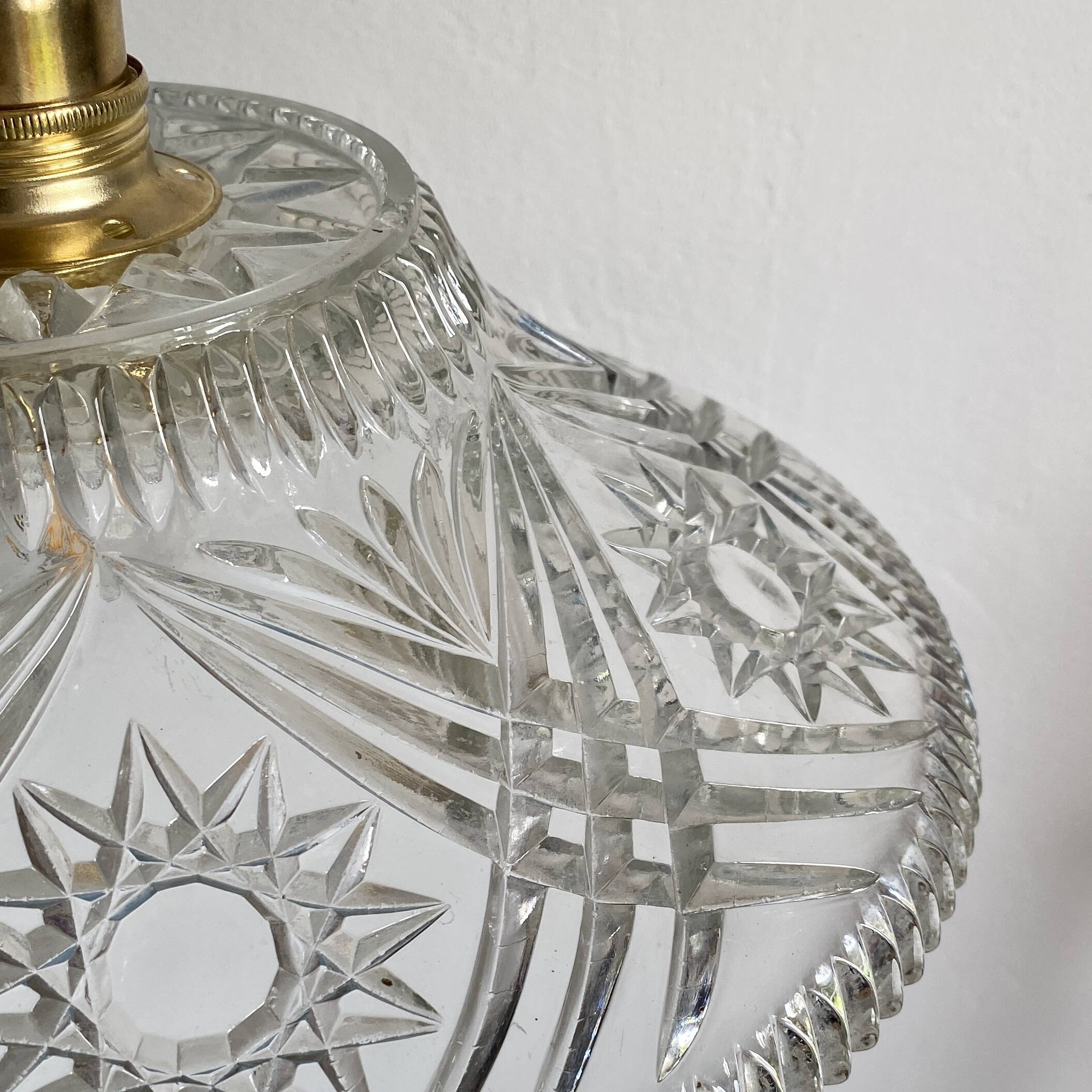 Suspension abat-jour vintage en verre - collection vaisselle -