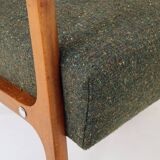 Vintage Pair Armchair Avocado Green Tweed Upholstery, 1960, Poland