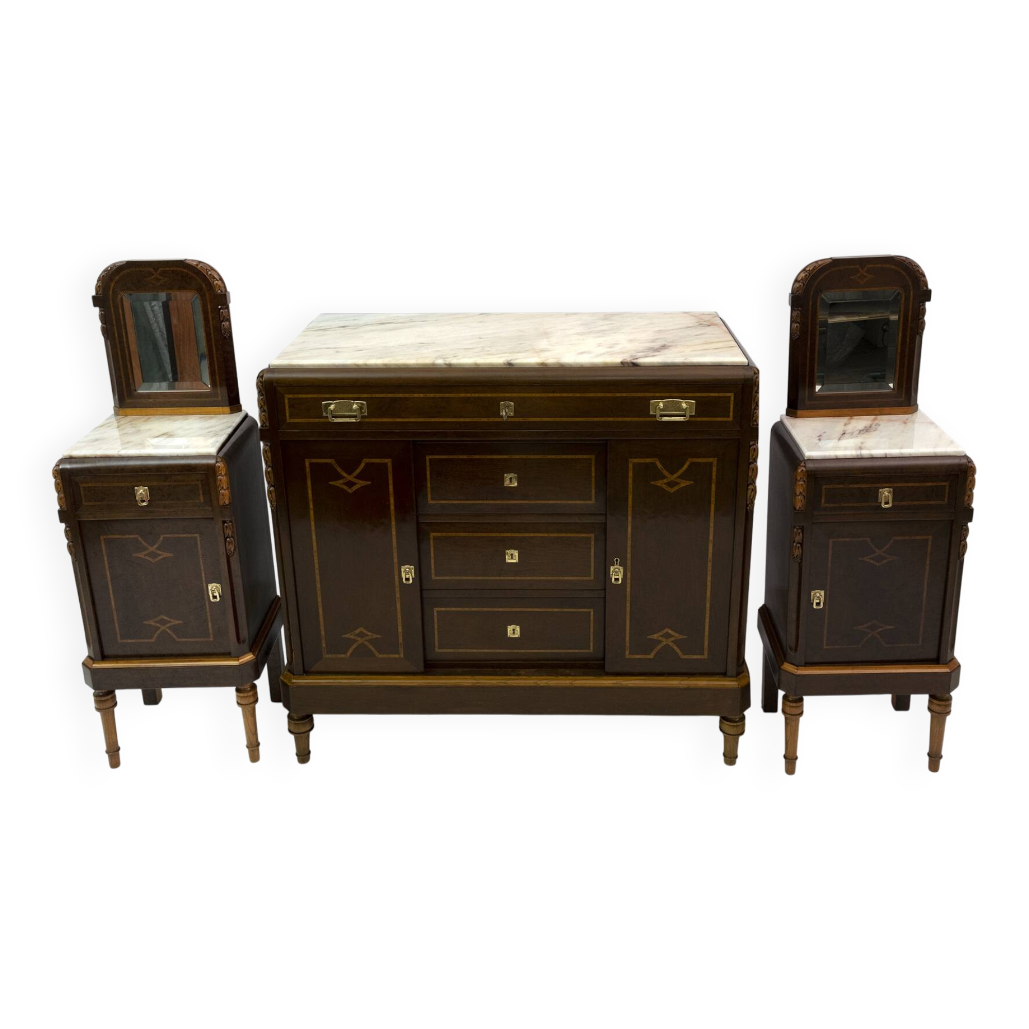 Liberty Italian Thuja Briar and Pink Portugal Marble Twobedside