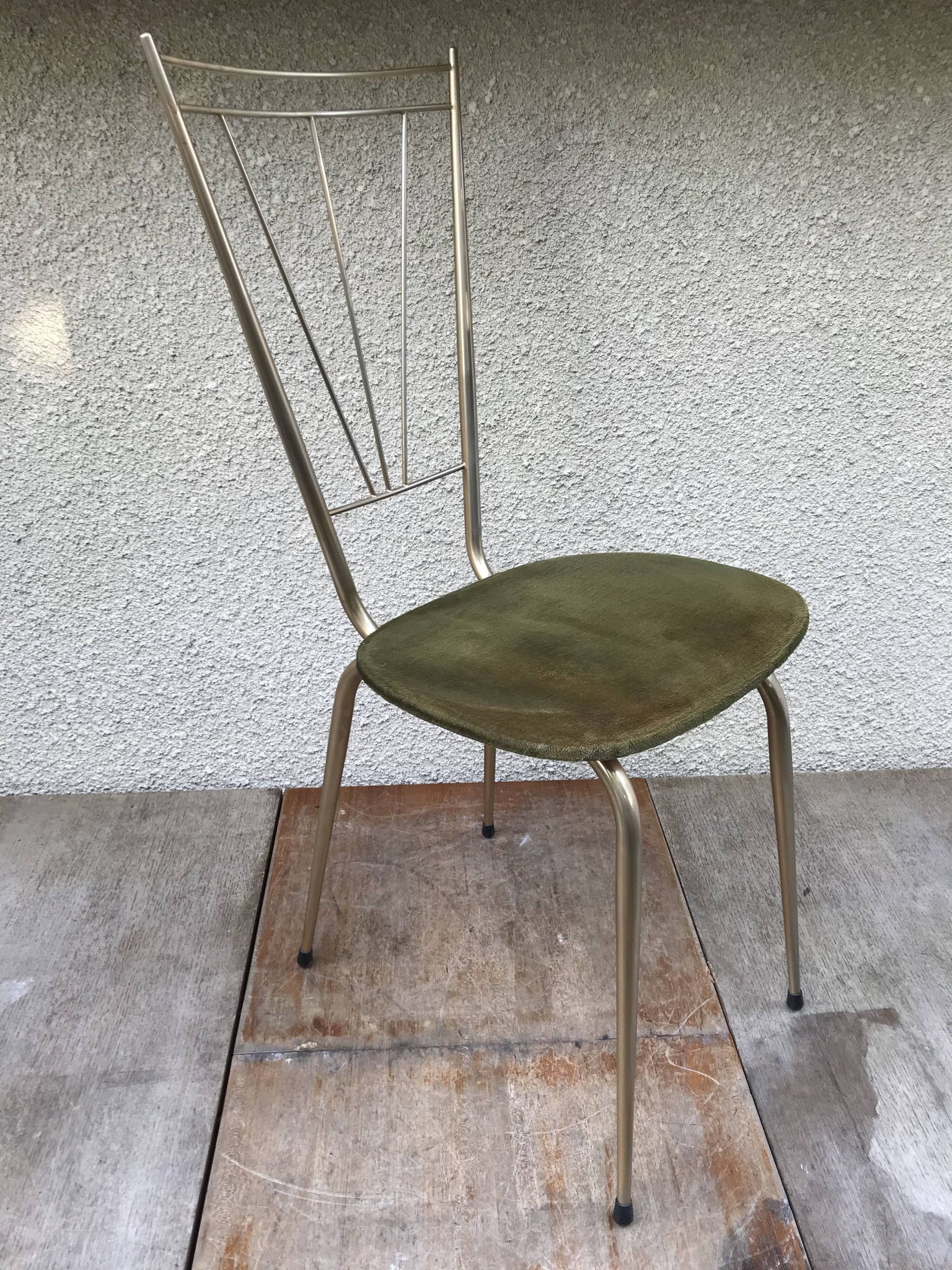 Pair of golden metal old chairs