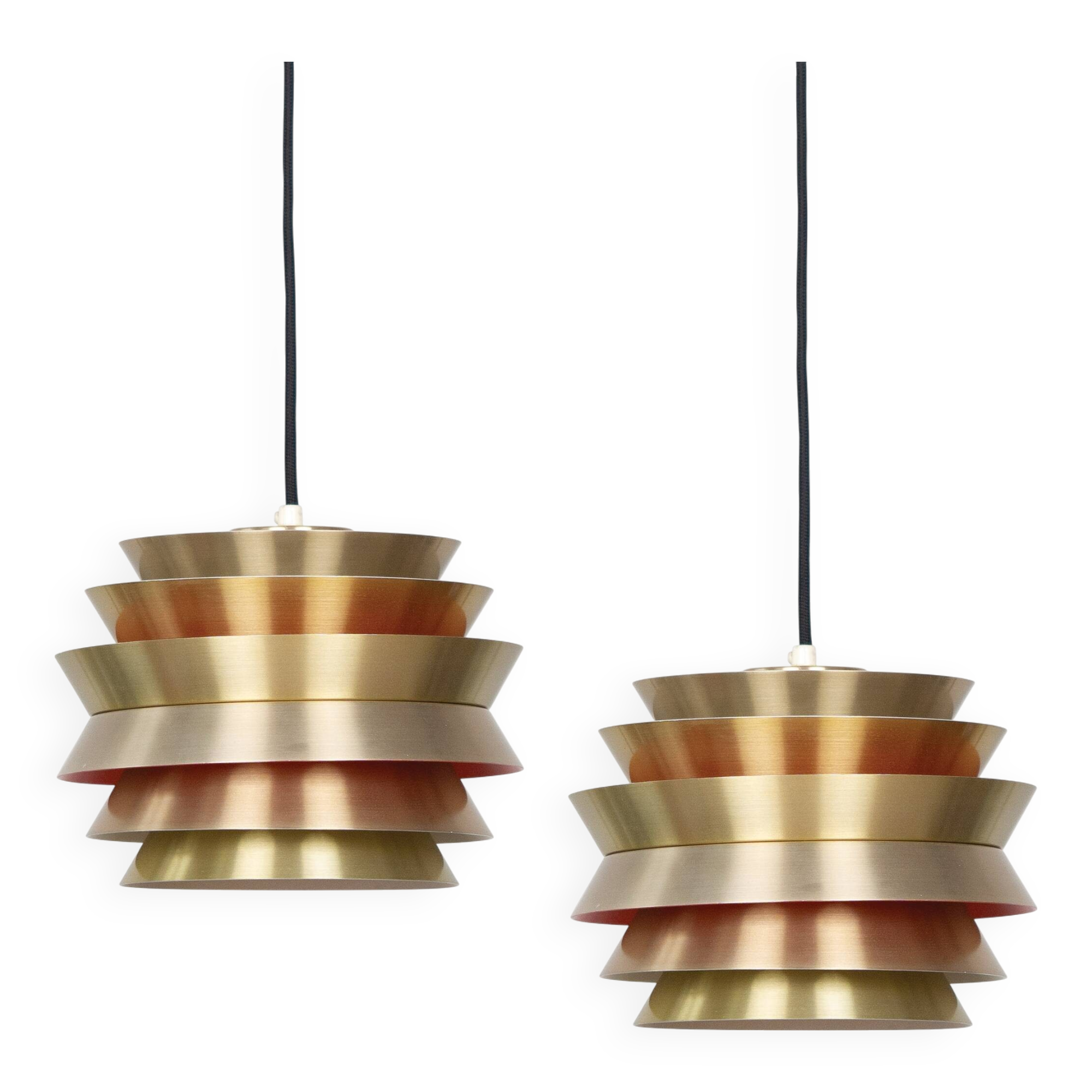 Pair of 2 Swedish vintage pendant lamps Trava by Carl Thore, Granhaga, 1960