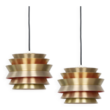 Pair of 2 Swedish vintage pendant lamps Trava by Carl Thore, Granhaga, 1960