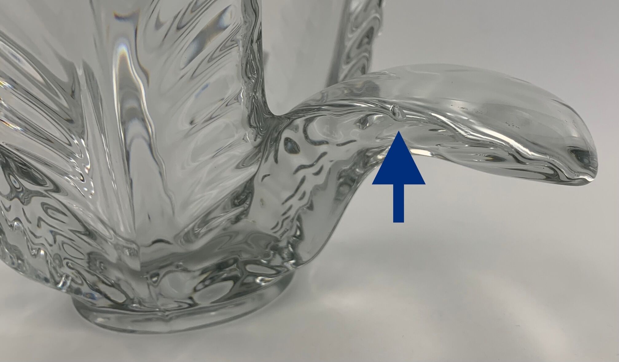 Trinket bowl in Vannes crystal, decoration of palm leaves - 1960s-1970s