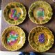 4 antique dessert plates in Sarreguemines majolica.
