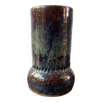 Vase en céramique vintage signe bleu violet