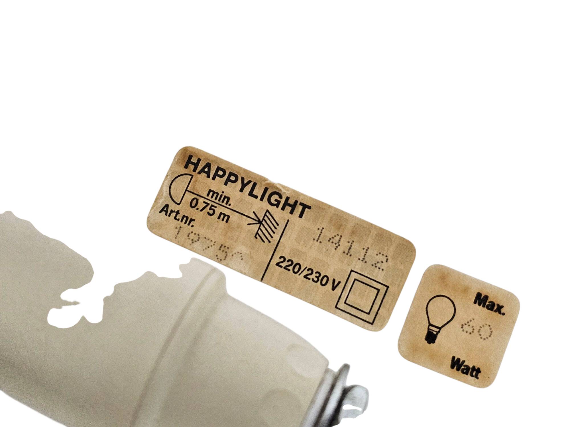 Happy Light - 'Waaier' - wandlamp - geperst glas - metaal - 90's