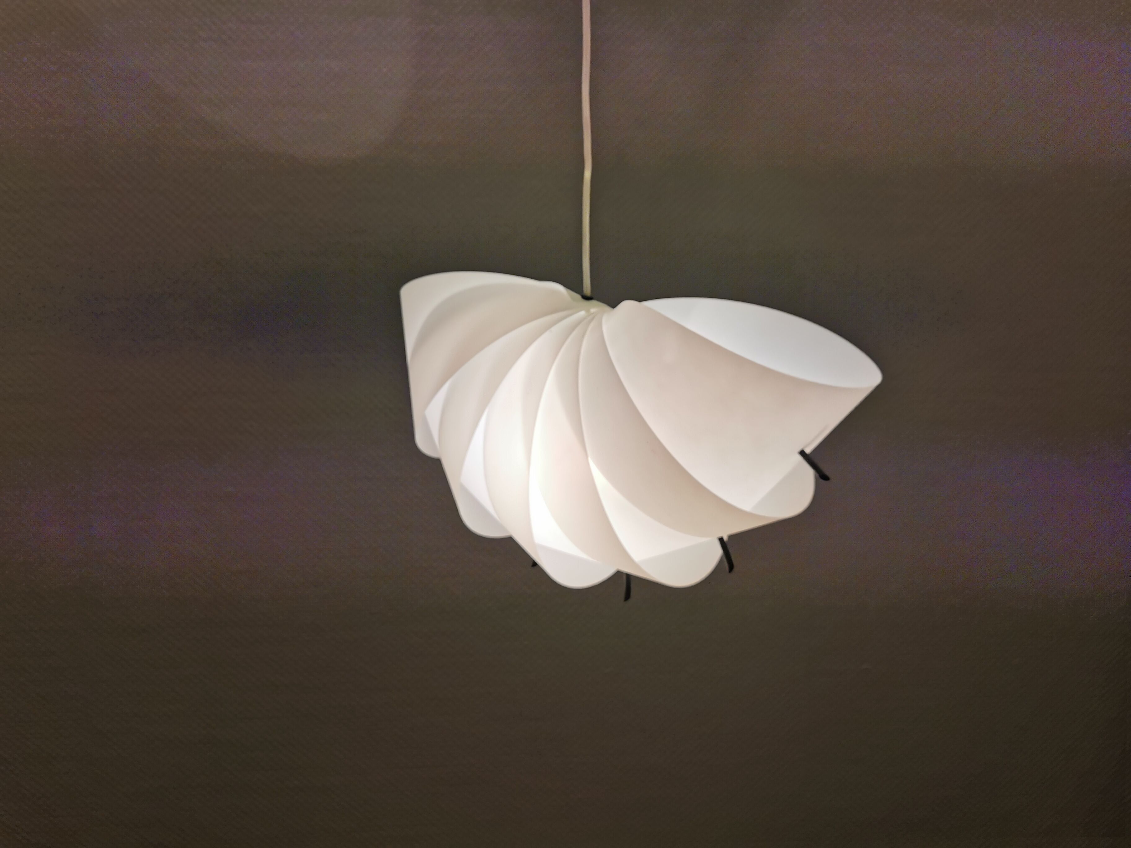 Danish conch, snail shell hanging lamp from the 80s, made of hard ABS plastic.