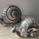 Duo vintage snail jewelry boxes in silver metal
