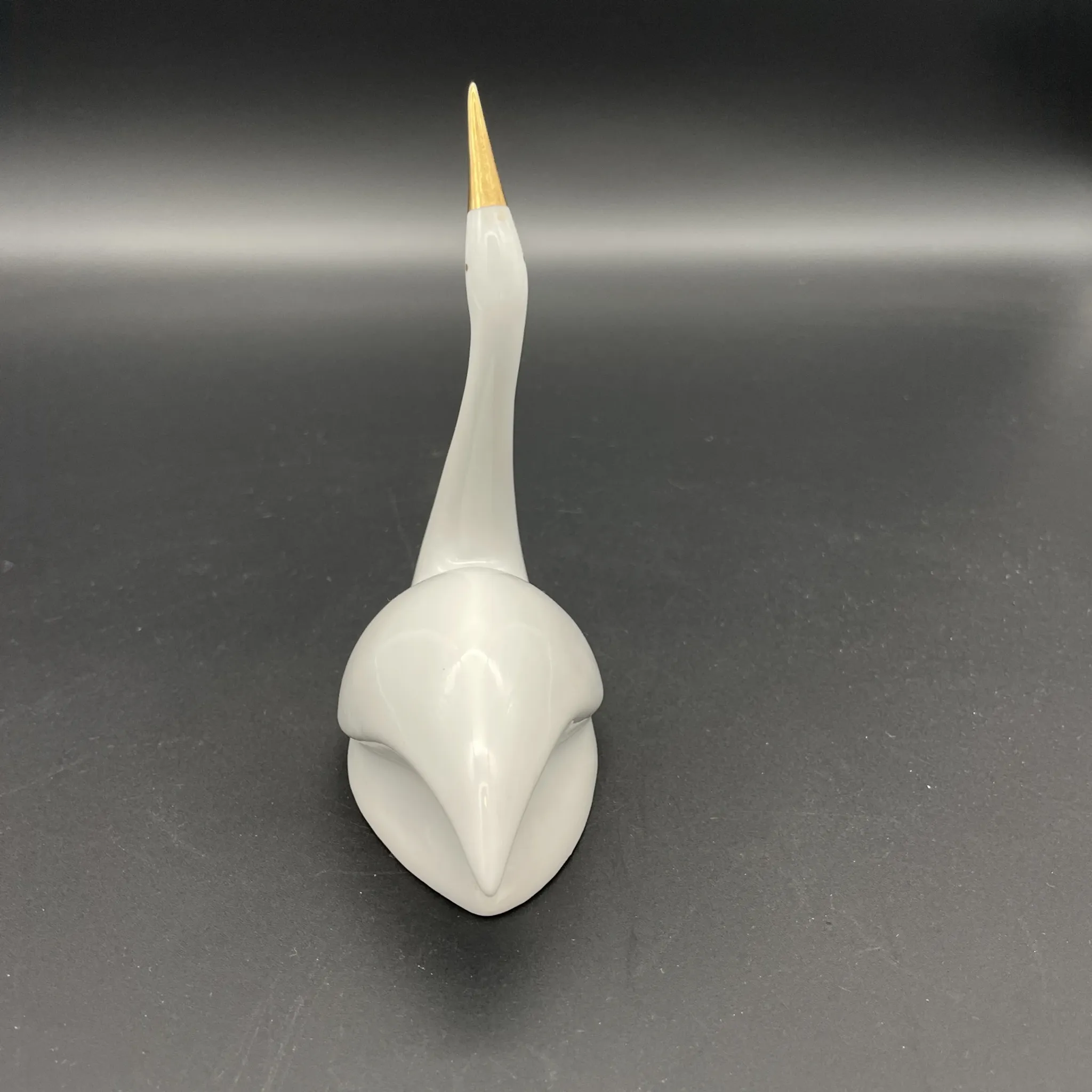 Porcelain Swan Hollóháza – Hungary – Vintage figurine with a golden beak