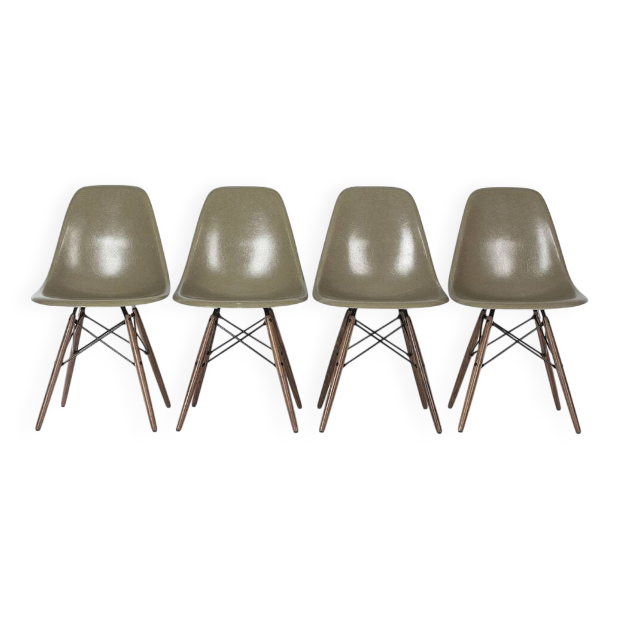 Raw Umber Set (4) Herman Miller Vintage Original Eames DSW Side Shell Chair