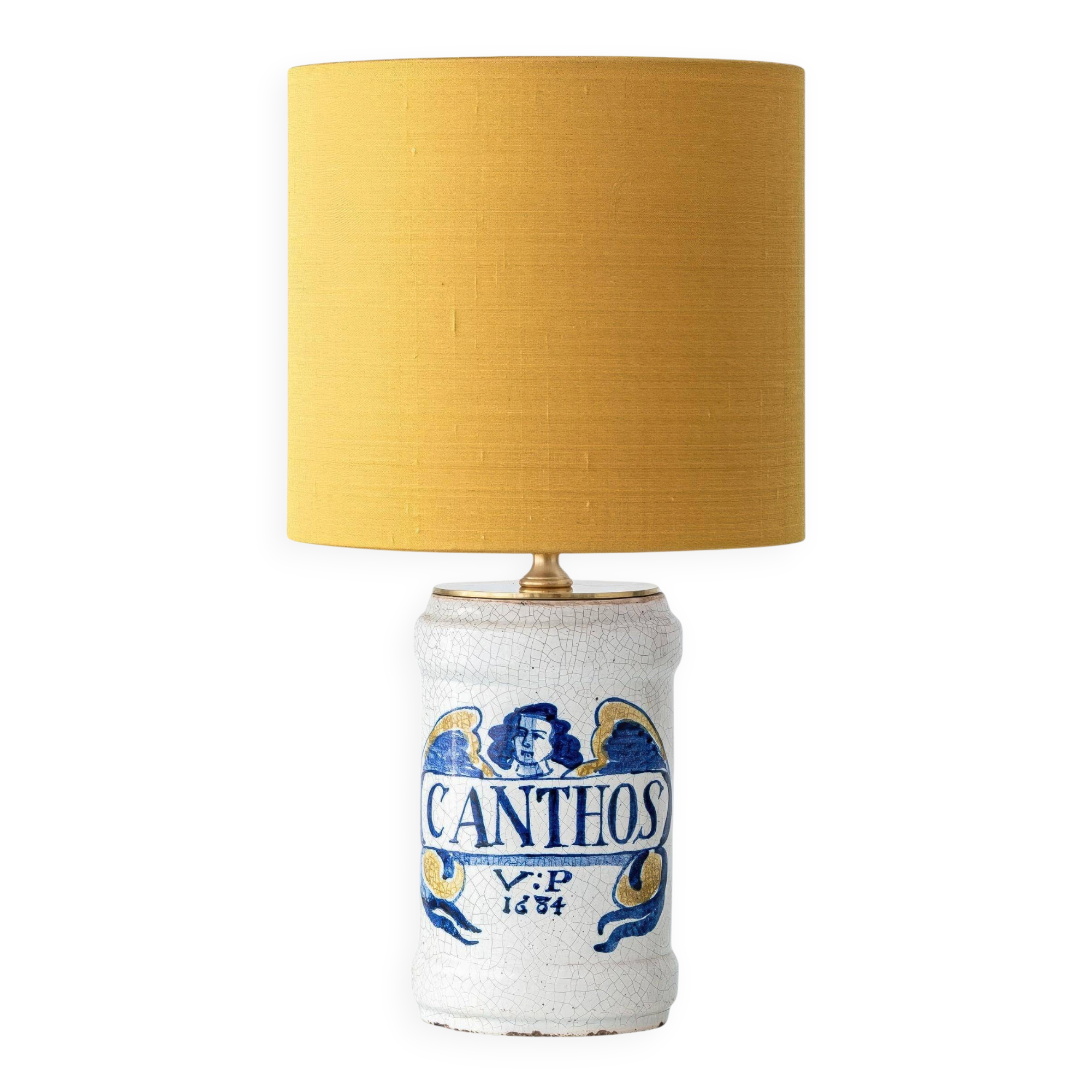 Italian Majolica Albarello table lamp, pharmacy, 19th century.