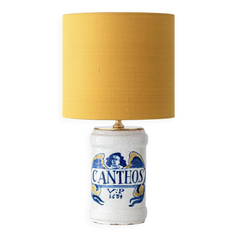 Italian Majolica Albarello table lamp, pharmacy, 19th century.