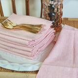 Set of 9 pink cotton napkins