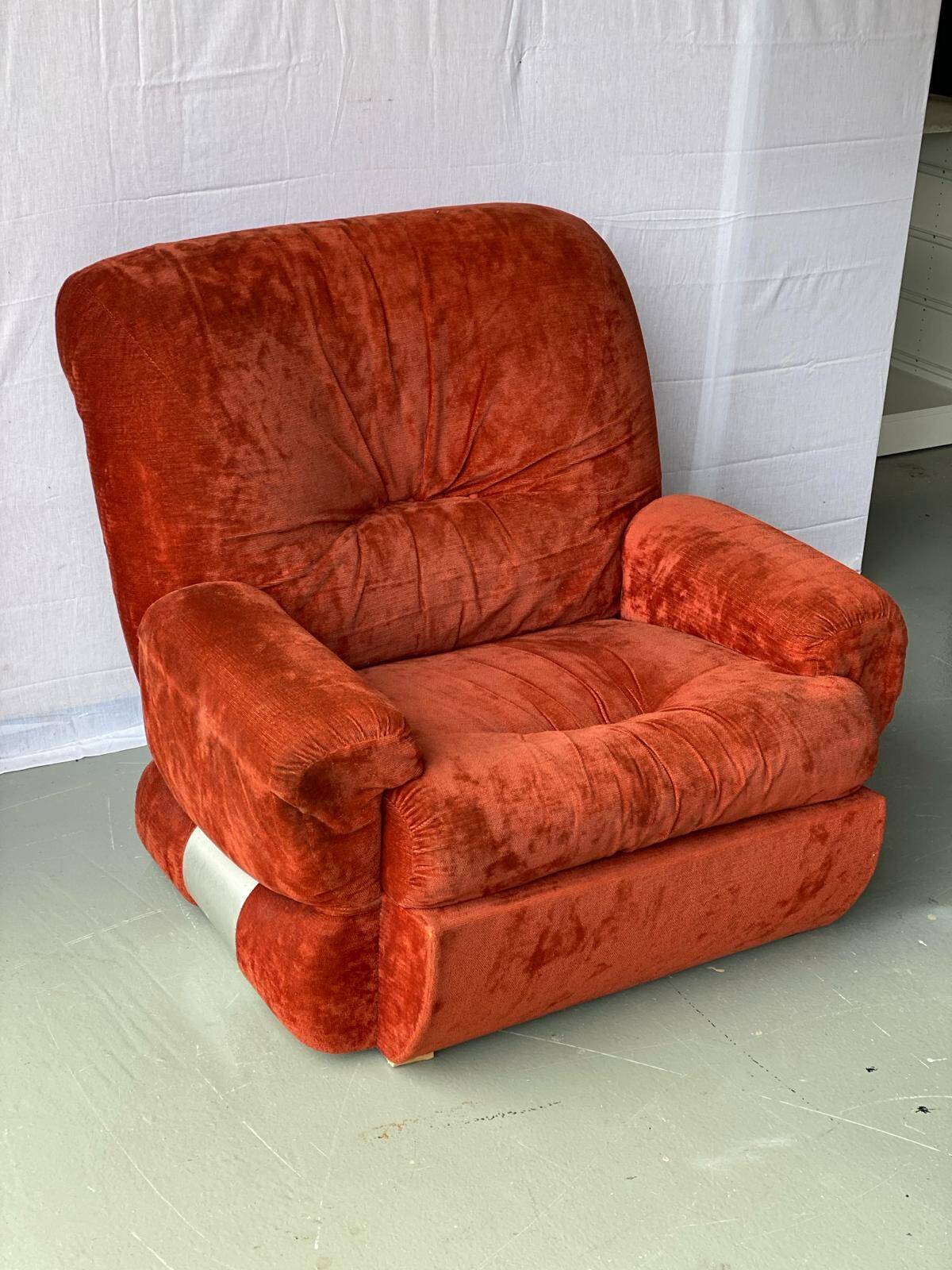 Vintage burgundy red velvet armchair
