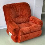 Vintage burgundy red velvet armchair