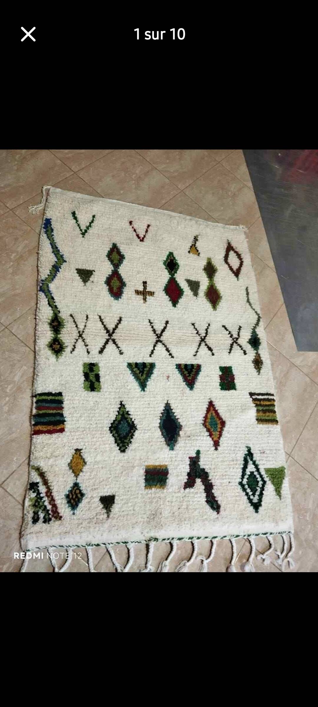 Azilal rug with geometric diamonds