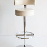 Chrome bar stool in white skai, 1960s.