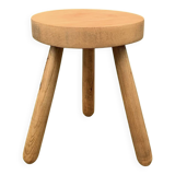Antique solid wood tripod stool - 1960s