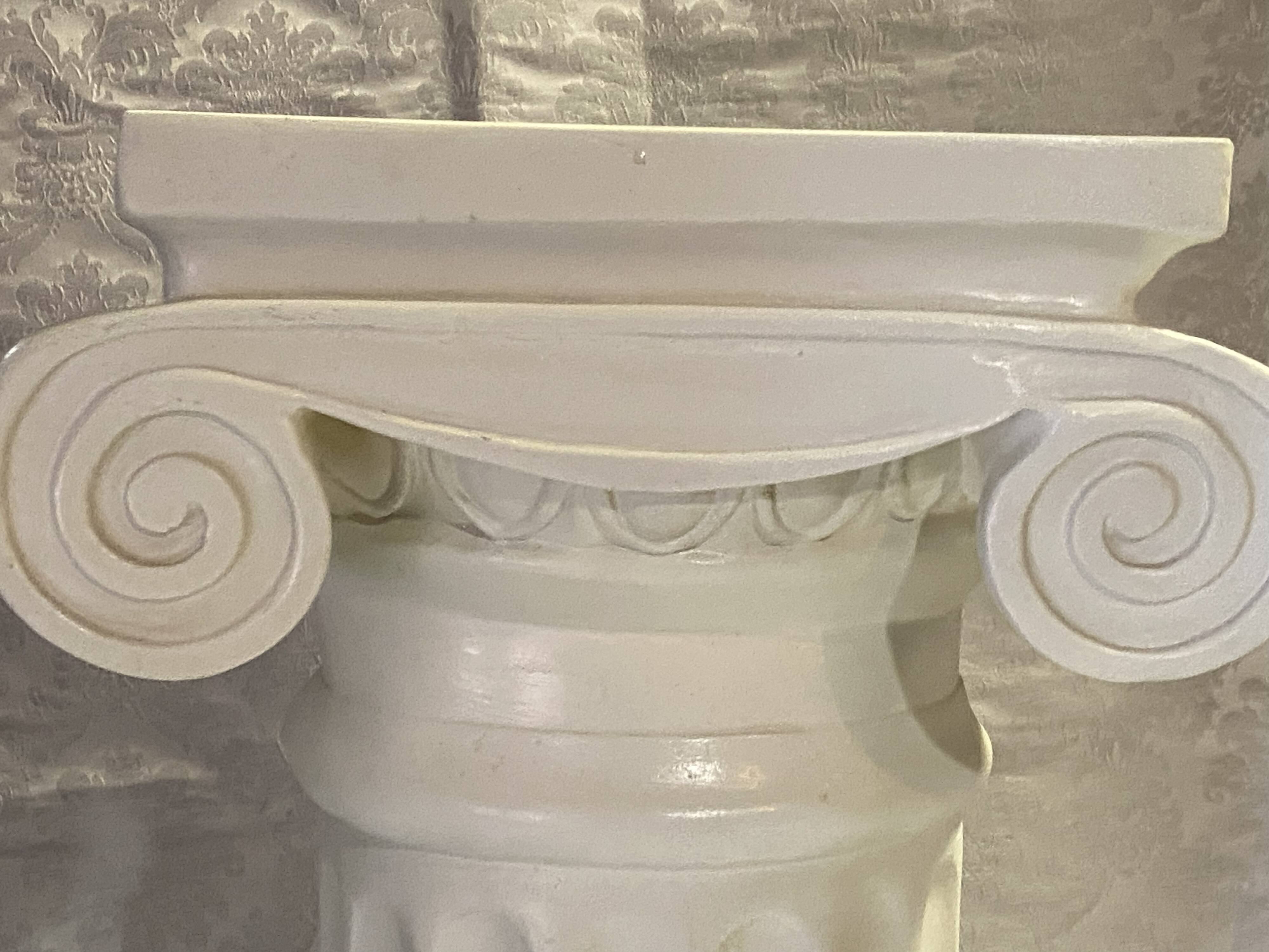 Elegant Pedestal Column in Hardened Plaster with Ionic Volute Capital
