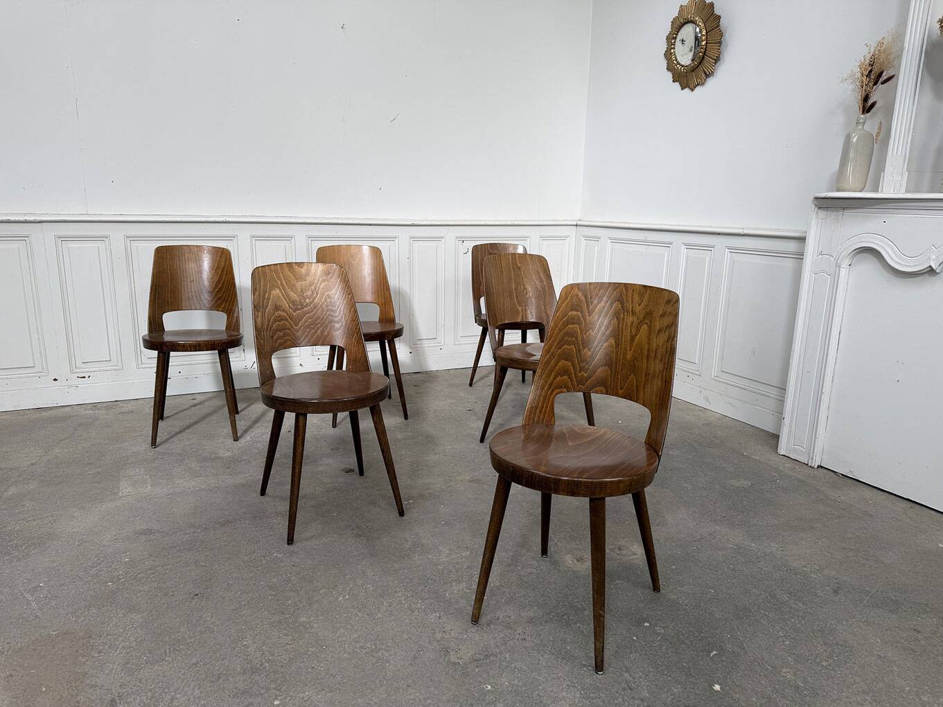 Set of 6 light brown Baumann chairs