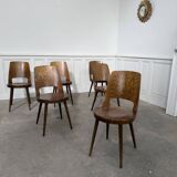 Set of 6 light brown Baumann chairs