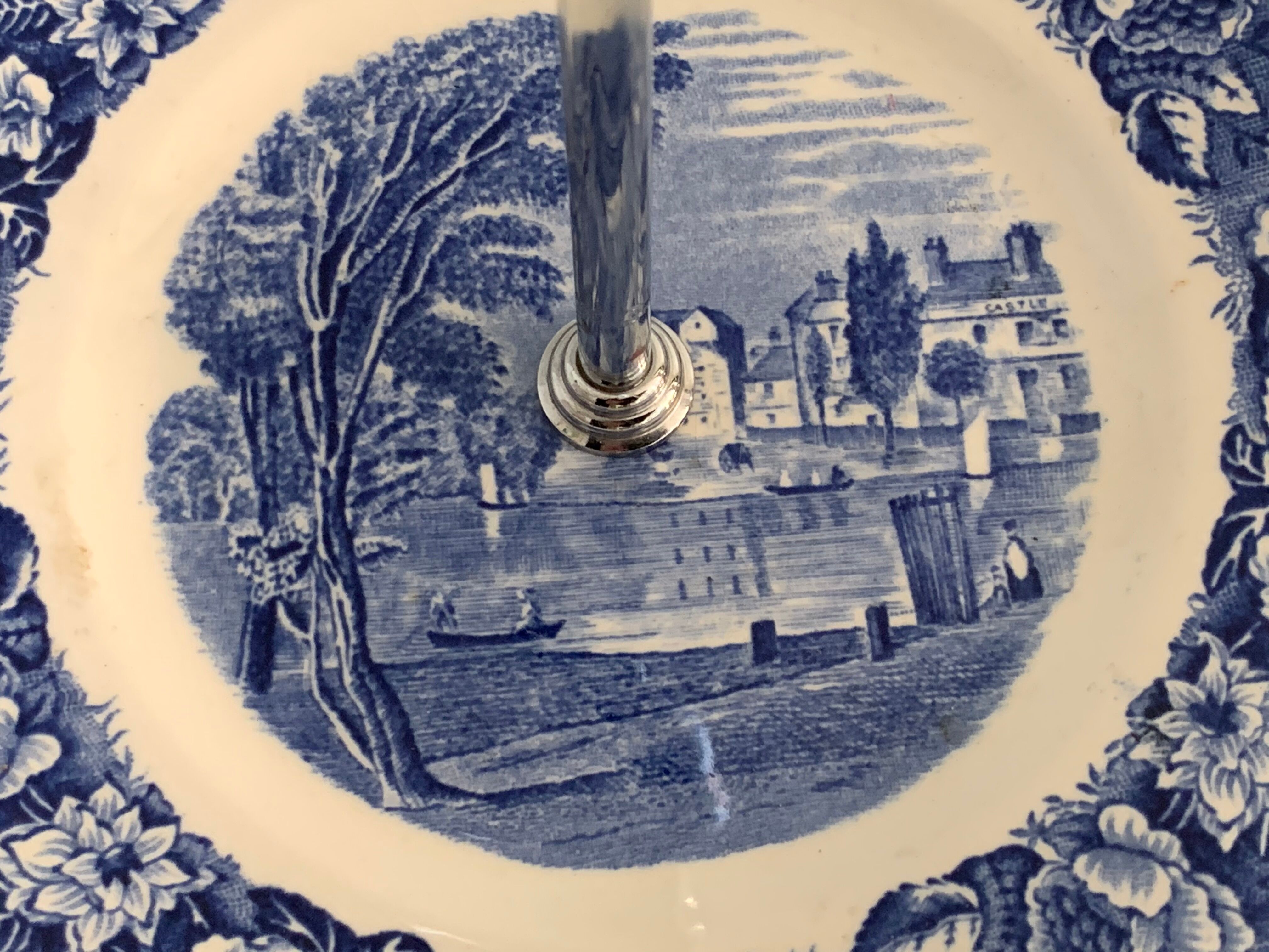 Blue and white porcelain servant or display Palissy Pottery Staffordshire England 1960