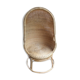 Cocoon armchair in rattan