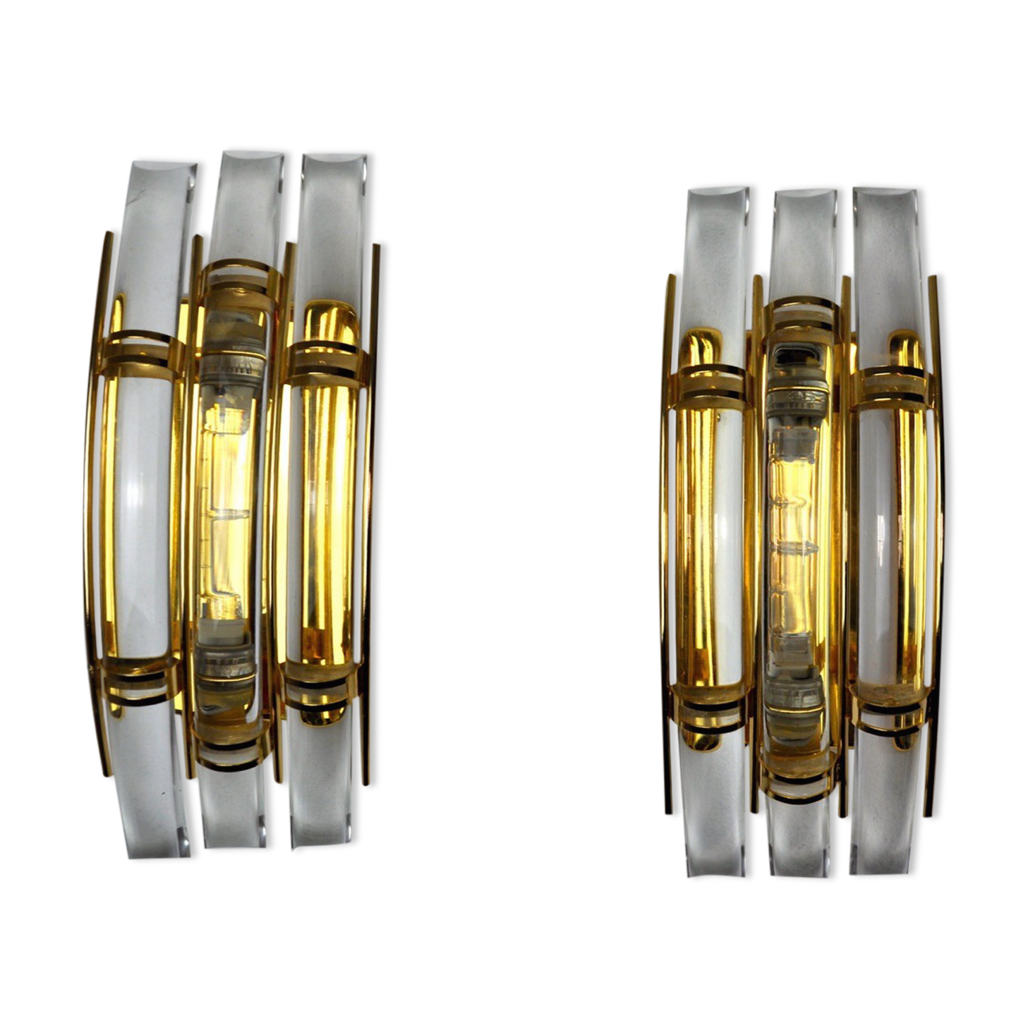 Paired of Venini wall lamps, Murano glass, Italy, 1970