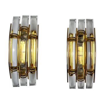 Paired of Venini wall lamps, Murano glass, Italy, 1970
