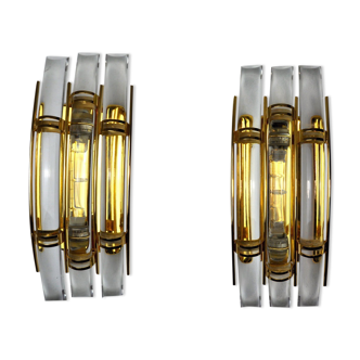 Paired of Venini wall lamps, Murano glass, Italy, 1970