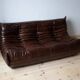 Togo 3-seater sofa in shiny brown leather