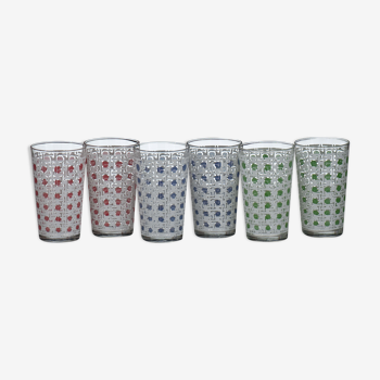 6 verres motif cannage bvb vintage 1970