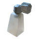 Swan neck wall light in ceramic with a translucent glass globe.