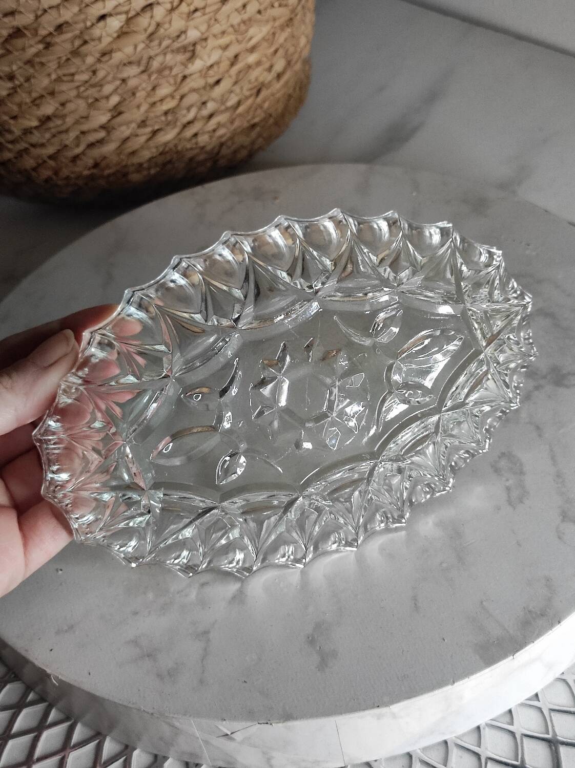 Cut glass oil ramekin