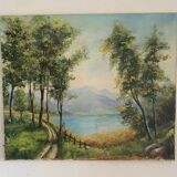 Old oil on canvas landscape